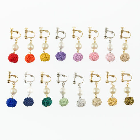 パール付き玉結びピアス/イヤリング【シルバーゴールド系】