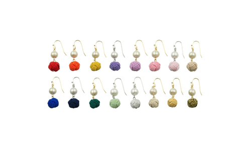 パール付き玉結びピアス/イヤリング【シルバーゴールド系】