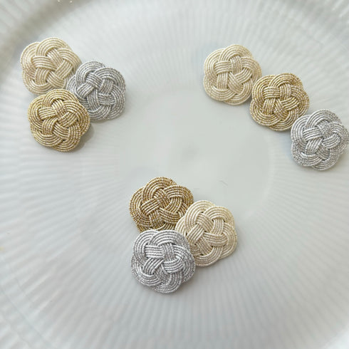 梅結びのブローチ・ラメ無地