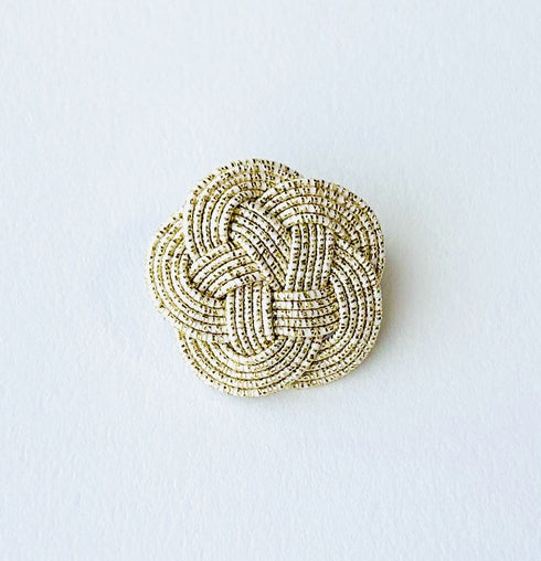 梅結びのブローチ・ラメ無地