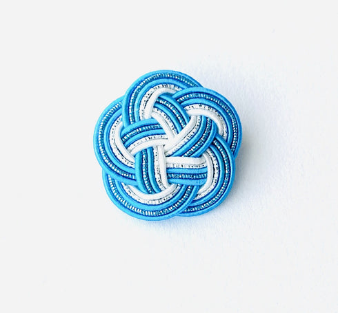 梅結びのブローチ・ネイビーブルー系