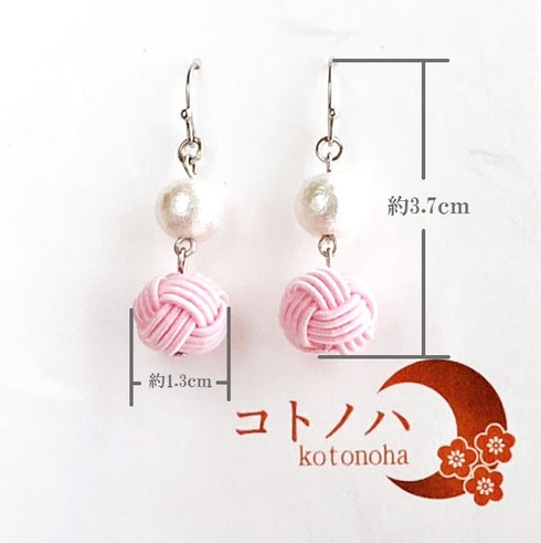 パール付き玉結びピアス/イヤリング【シルバーゴールド系】