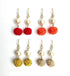 パール付き玉結びピアス/イヤリング【レッド・オレンジ・からし・ベージュ】