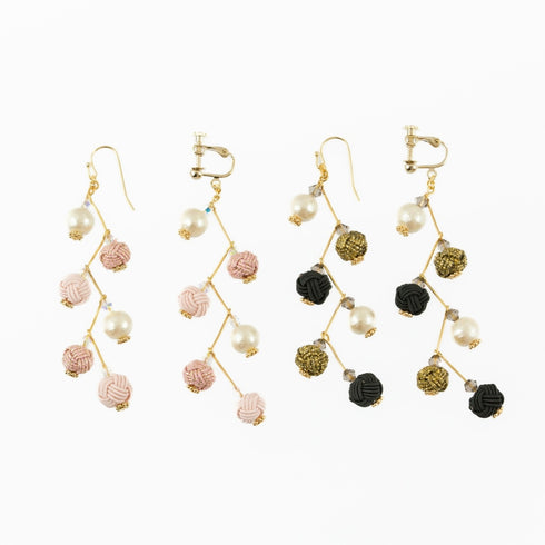 ジグザグ玉結びピアス/イヤリング