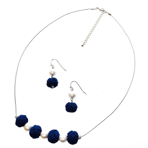 玉結びネックレス・ピアスイヤリングセット