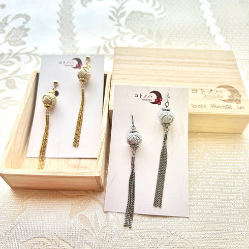 チェーンタッセルネックレスのピアスイヤリングセット