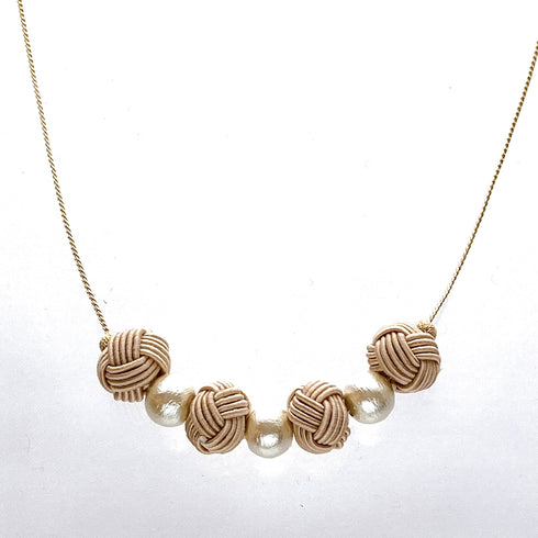 玉結びネックレス・ピアスイヤリングセット