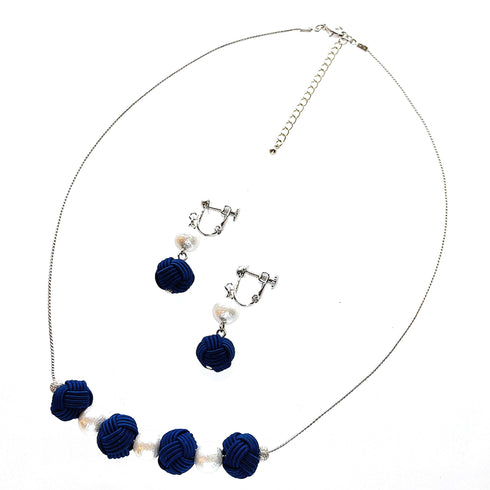 玉結びネックレス・ピアスイヤリングセット