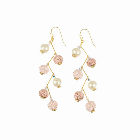 ジグザグ玉結びピアス/イヤリング